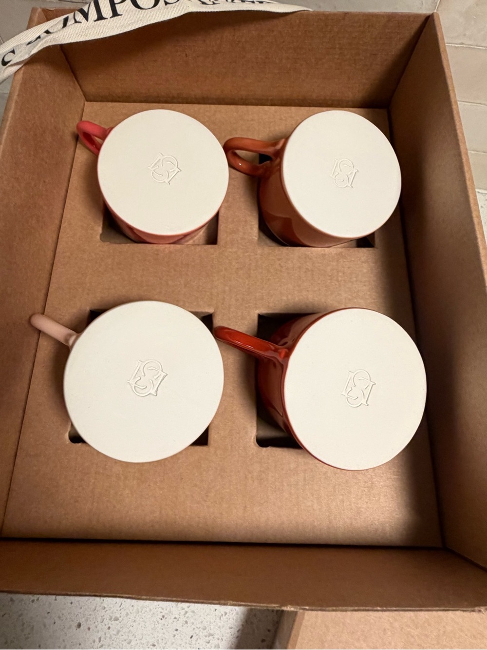 Sezane Set of 4 Ceramic Espresso Cups -Red, Terracotta, Blush & Pink -New in Box - Picture 9 of 15